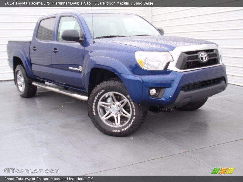 Blue Ribbon Metallic / Sand Beige 2014 Toyota Tacoma SR5 Prerunner Double Cab