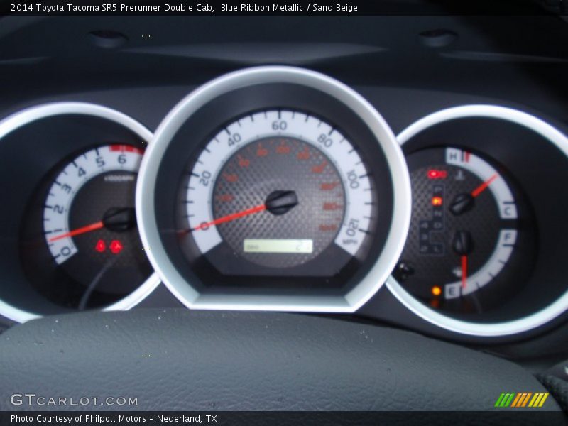 Blue Ribbon Metallic / Sand Beige 2014 Toyota Tacoma SR5 Prerunner Double Cab
