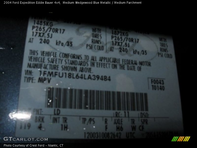 Medium Wedgewood Blue Metallic / Medium Parchment 2004 Ford Expedition Eddie Bauer 4x4