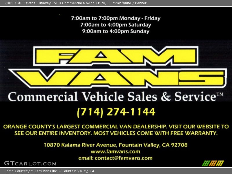 Summit White / Pewter 2005 GMC Savana Cutaway 3500 Commercial Moving Truck