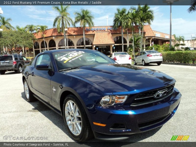 Kona Blue Metallic / Saddle 2012 Ford Mustang V6 Premium Coupe