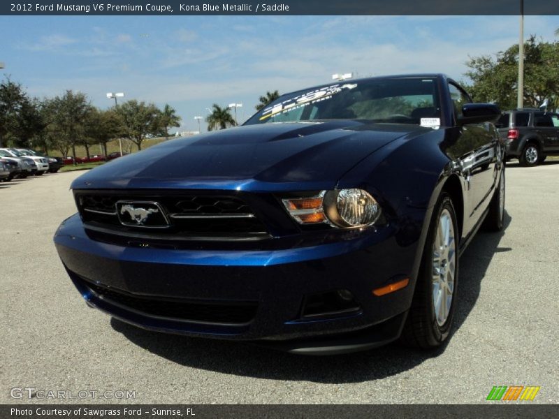 Kona Blue Metallic / Saddle 2012 Ford Mustang V6 Premium Coupe