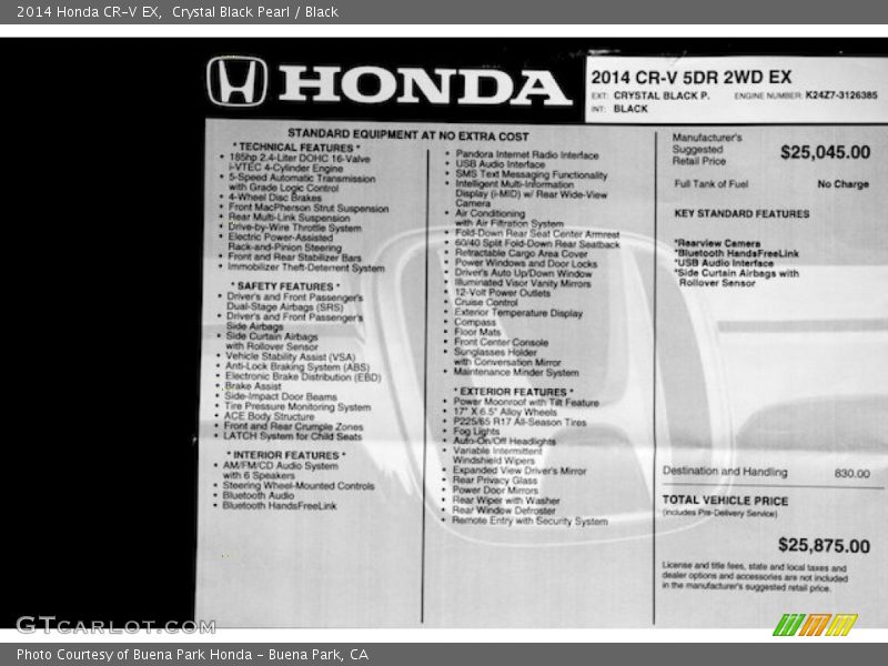 Crystal Black Pearl / Black 2014 Honda CR-V EX