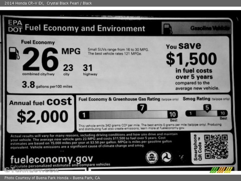 Crystal Black Pearl / Black 2014 Honda CR-V EX