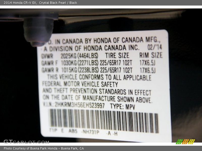 Crystal Black Pearl / Black 2014 Honda CR-V EX