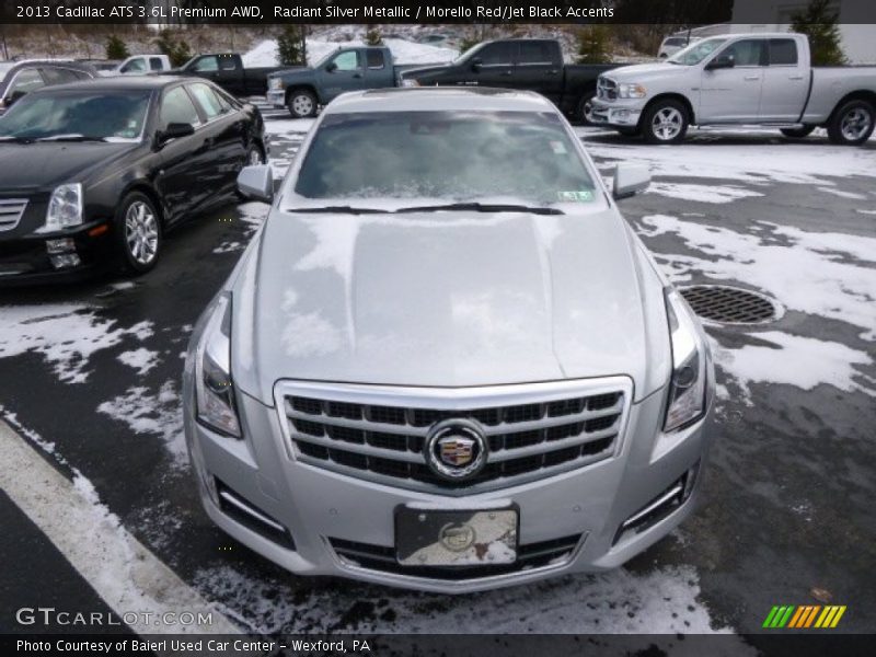 Radiant Silver Metallic / Morello Red/Jet Black Accents 2013 Cadillac ATS 3.6L Premium AWD