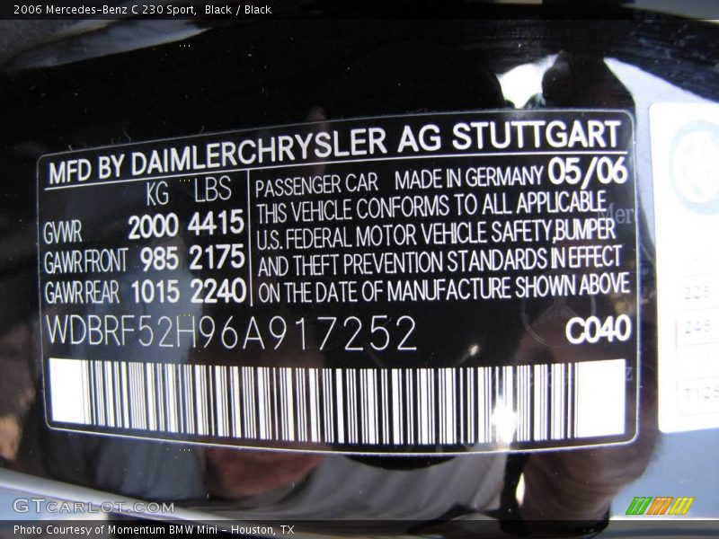 Black / Black 2006 Mercedes-Benz C 230 Sport