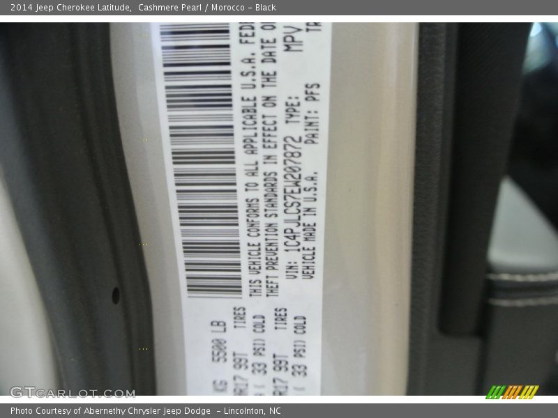 Cashmere Pearl / Morocco - Black 2014 Jeep Cherokee Latitude