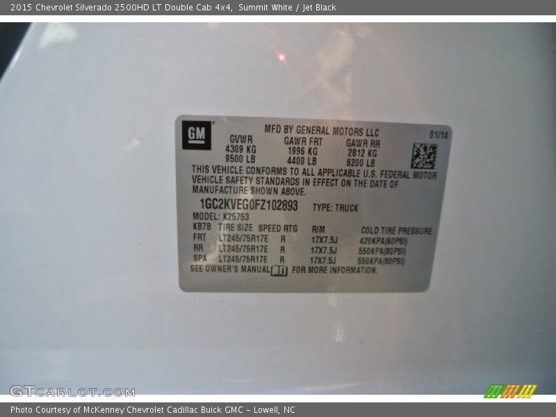 Summit White / Jet Black 2015 Chevrolet Silverado 2500HD LT Double Cab 4x4