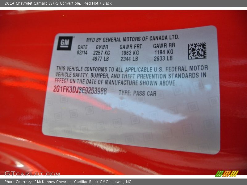Red Hot / Black 2014 Chevrolet Camaro SS/RS Convertible