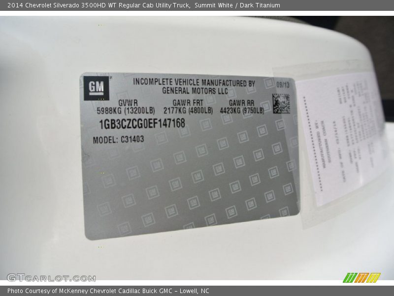 Summit White / Dark Titanium 2014 Chevrolet Silverado 3500HD WT Regular Cab Utility Truck