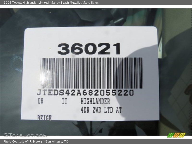 Sandy Beach Metallic / Sand Beige 2008 Toyota Highlander Limited