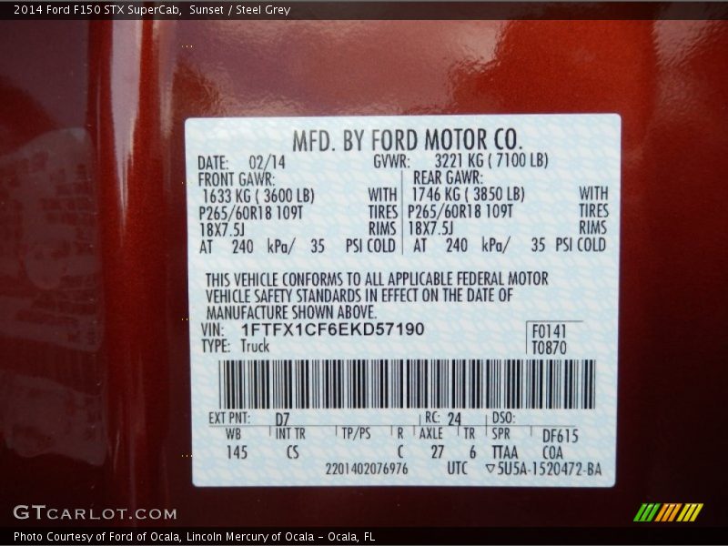 Sunset / Steel Grey 2014 Ford F150 STX SuperCab