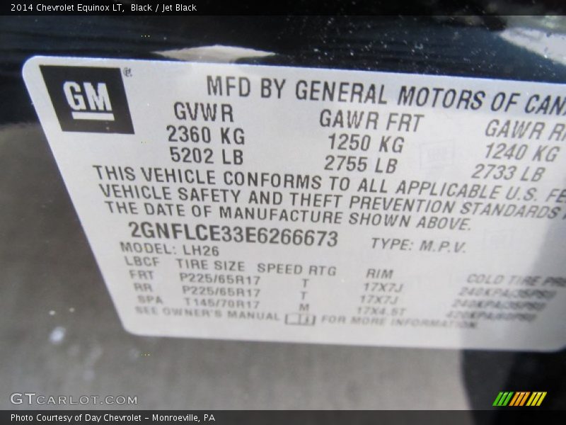 Black / Jet Black 2014 Chevrolet Equinox LT