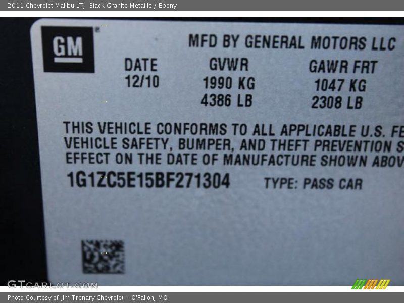 Black Granite Metallic / Ebony 2011 Chevrolet Malibu LT