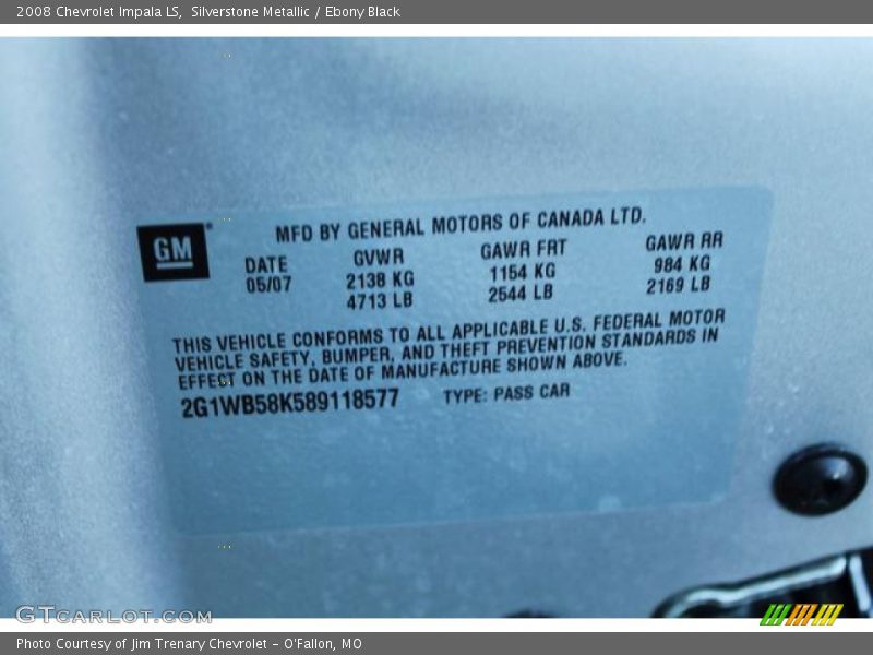 Silverstone Metallic / Ebony Black 2008 Chevrolet Impala LS