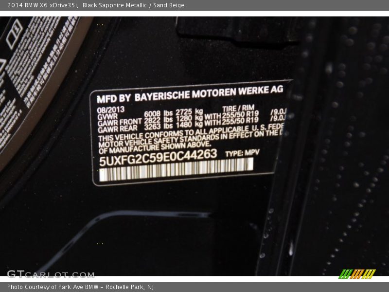 Black Sapphire Metallic / Sand Beige 2014 BMW X6 xDrive35i