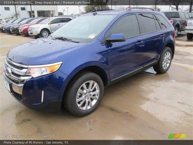 Deep Impact Blue / Medium Light Stone 2014 Ford Edge SEL