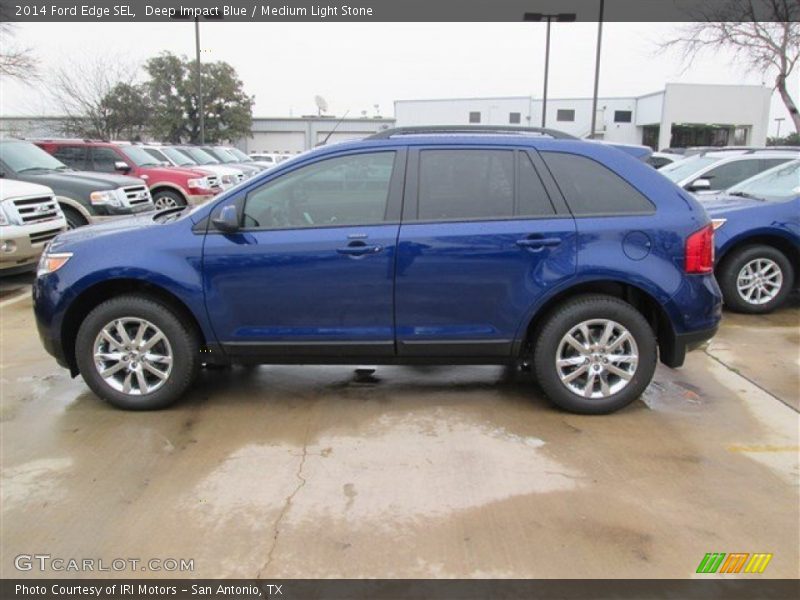 Deep Impact Blue / Medium Light Stone 2014 Ford Edge SEL