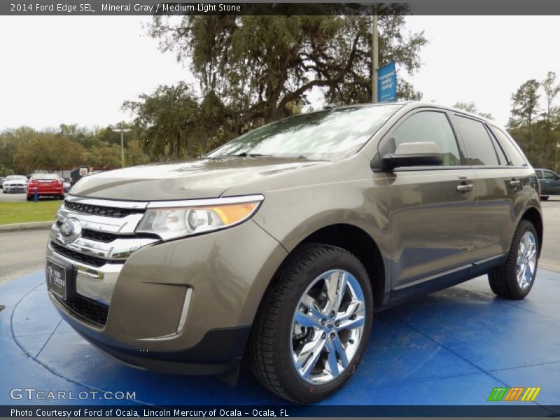 Mineral Gray / Medium Light Stone 2014 Ford Edge SEL