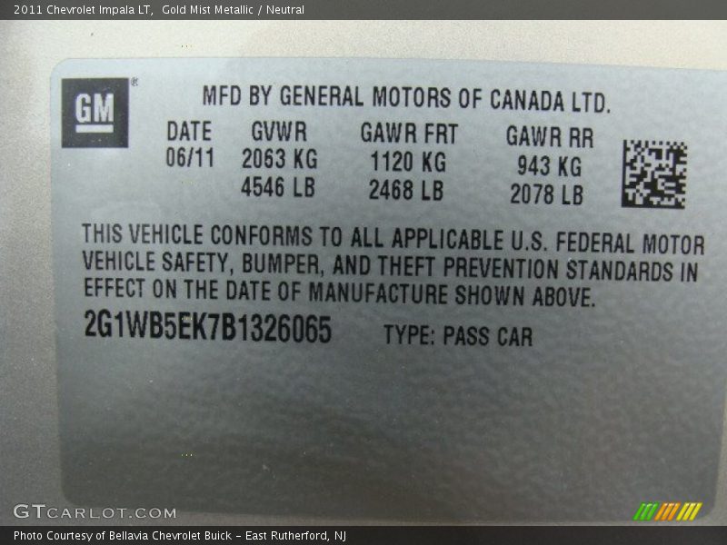 Gold Mist Metallic / Neutral 2011 Chevrolet Impala LT
