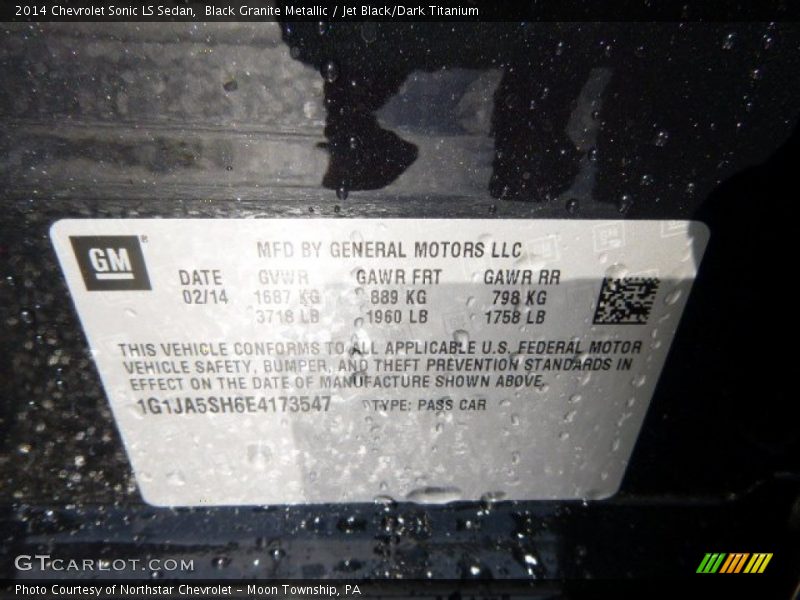 Black Granite Metallic / Jet Black/Dark Titanium 2014 Chevrolet Sonic LS Sedan