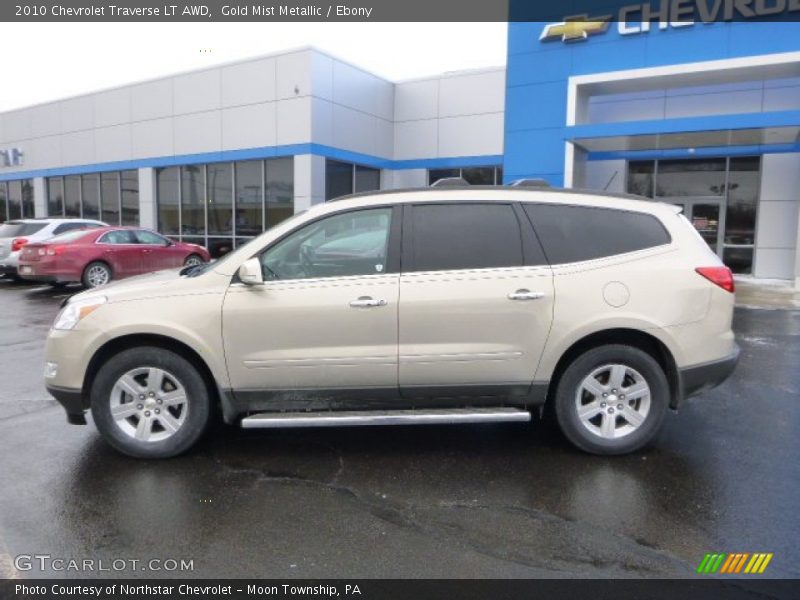 Gold Mist Metallic / Ebony 2010 Chevrolet Traverse LT AWD