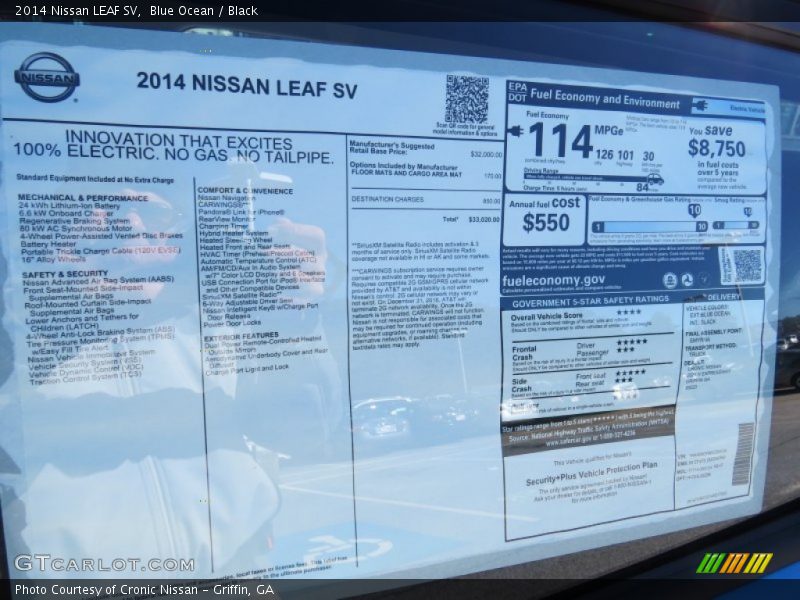  2014 LEAF SV Window Sticker