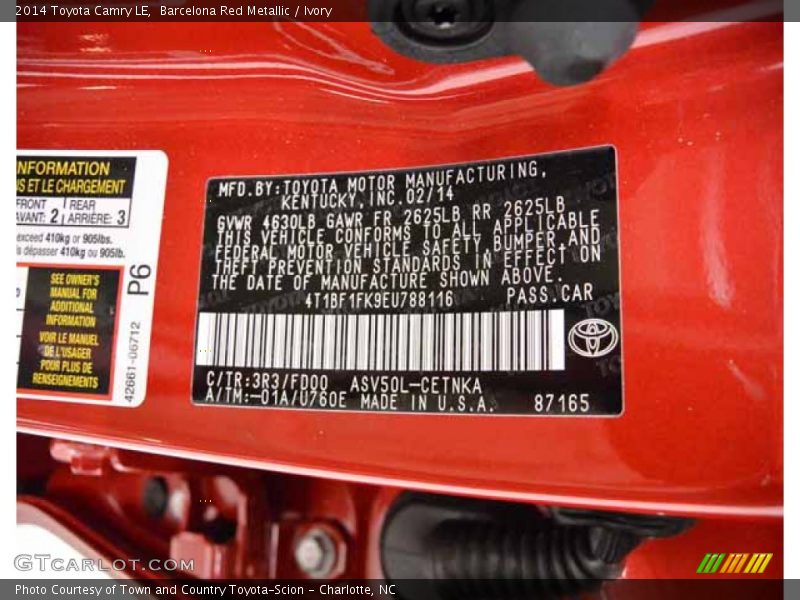 Barcelona Red Metallic / Ivory 2014 Toyota Camry LE