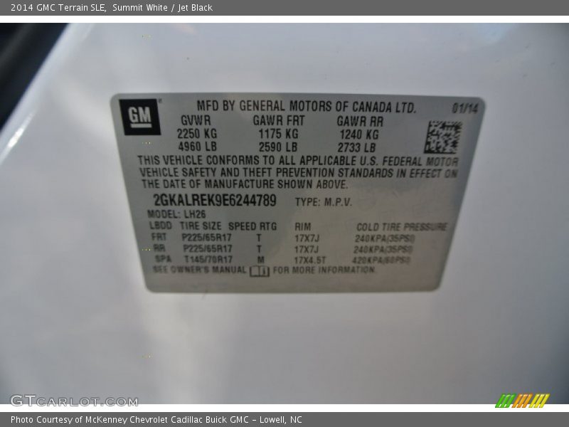 Summit White / Jet Black 2014 GMC Terrain SLE