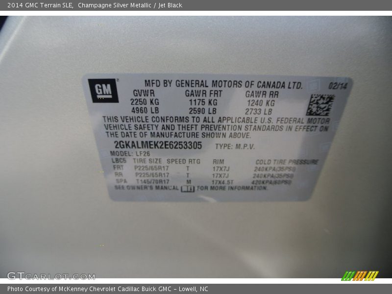 Champagne Silver Metallic / Jet Black 2014 GMC Terrain SLE