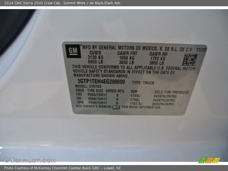 Summit White / Jet Black/Dark Ash 2014 GMC Sierra 1500 Crew Cab