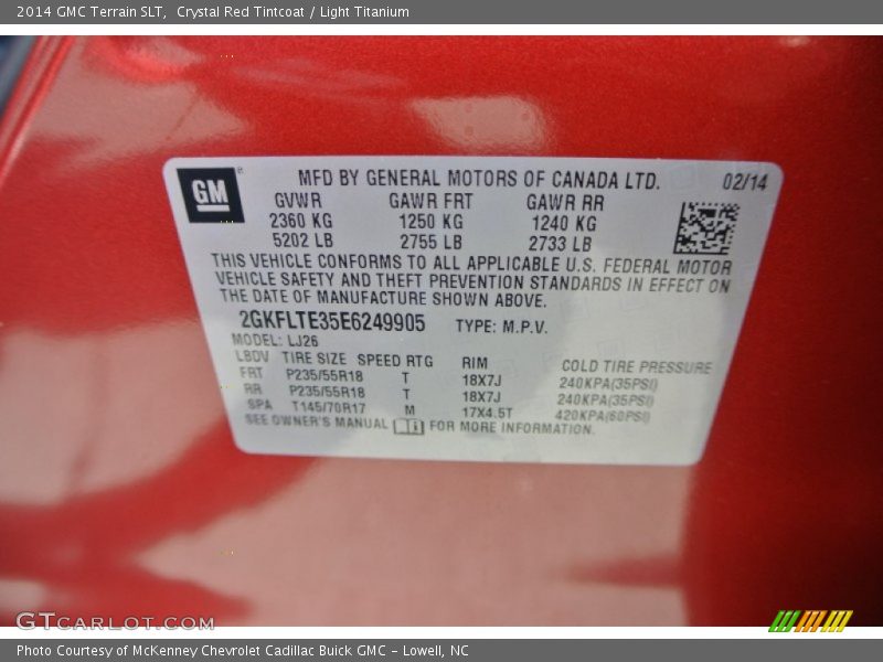 Crystal Red Tintcoat / Light Titanium 2014 GMC Terrain SLT