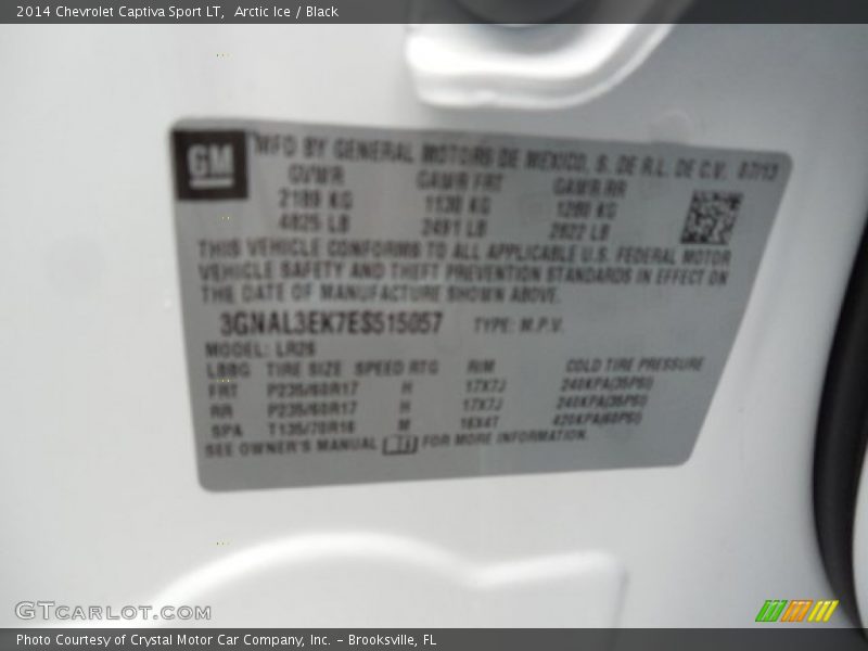 Arctic Ice / Black 2014 Chevrolet Captiva Sport LT