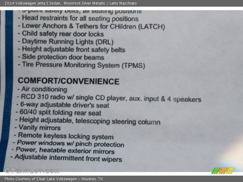 Moonrock Silver Metallic / Latte Macchiato 2014 Volkswagen Jetta S Sedan