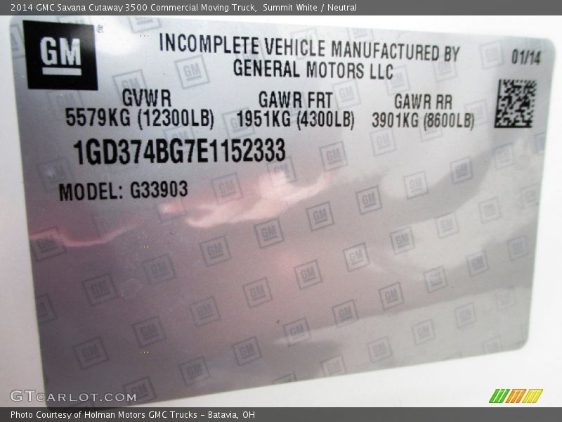 Summit White / Neutral 2014 GMC Savana Cutaway 3500 Commercial Moving Truck