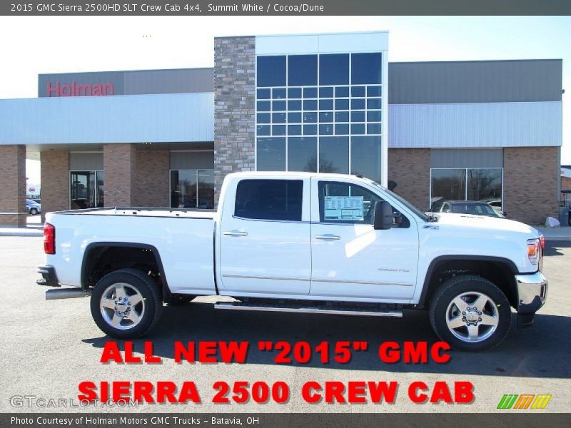 Summit White / Cocoa/Dune 2015 GMC Sierra 2500HD SLT Crew Cab 4x4