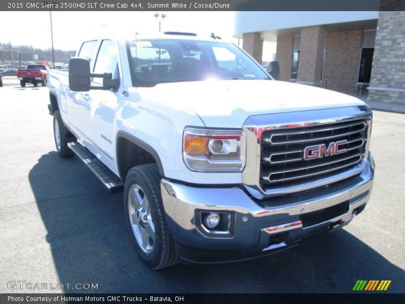 Summit White / Cocoa/Dune 2015 GMC Sierra 2500HD SLT Crew Cab 4x4