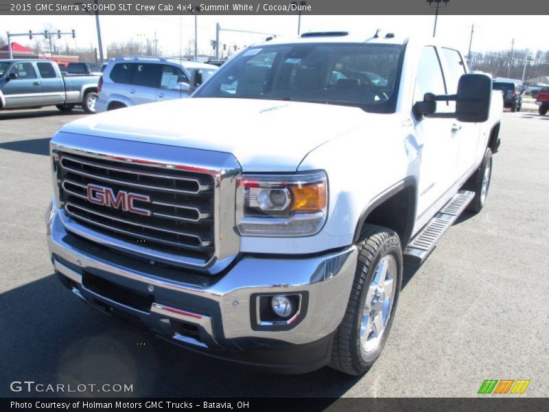 Summit White / Cocoa/Dune 2015 GMC Sierra 2500HD SLT Crew Cab 4x4