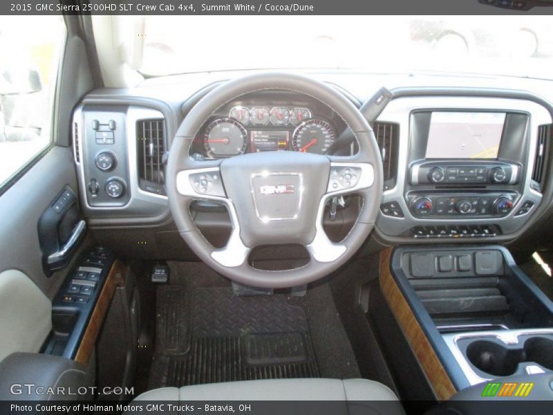 Summit White / Cocoa/Dune 2015 GMC Sierra 2500HD SLT Crew Cab 4x4
