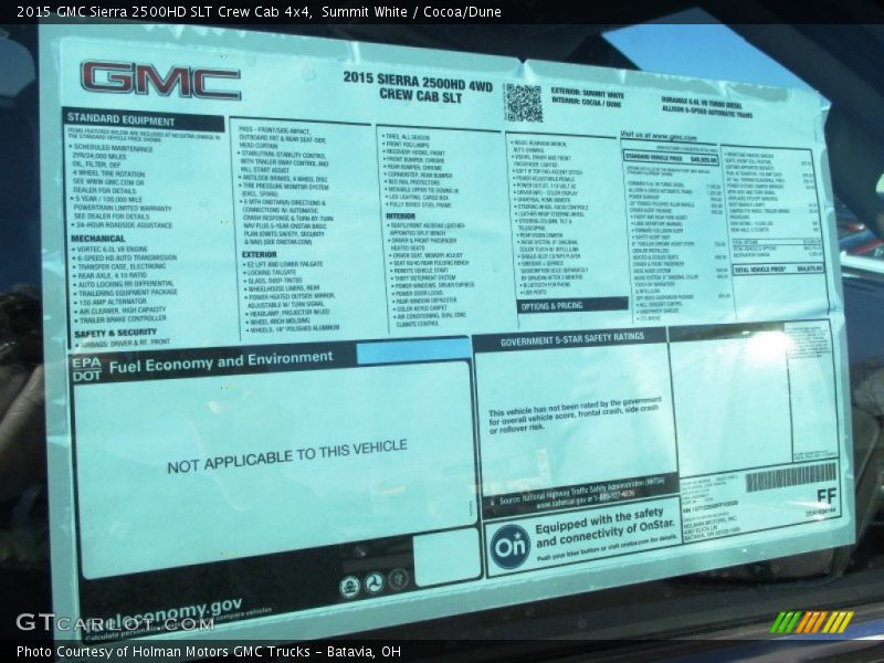  2015 Sierra 2500HD SLT Crew Cab 4x4 Window Sticker