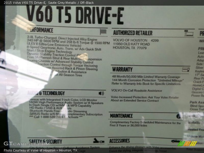 Savile Grey Metallic / Off-Black 2015 Volvo V60 T5 Drive-E