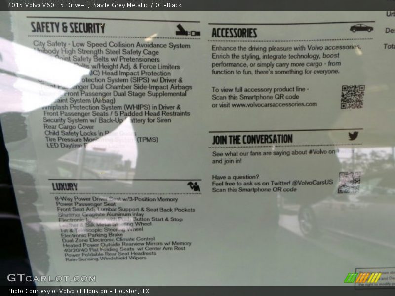 Savile Grey Metallic / Off-Black 2015 Volvo V60 T5 Drive-E