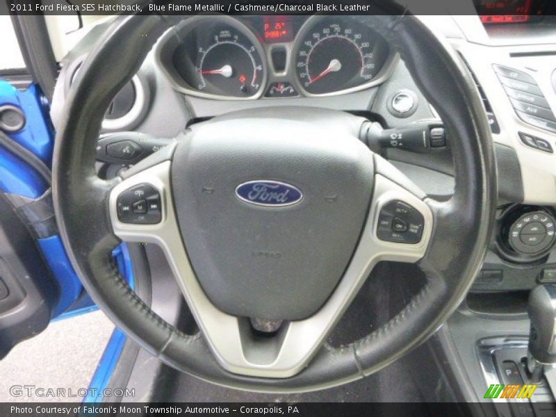 Blue Flame Metallic / Cashmere/Charcoal Black Leather 2011 Ford Fiesta SES Hatchback