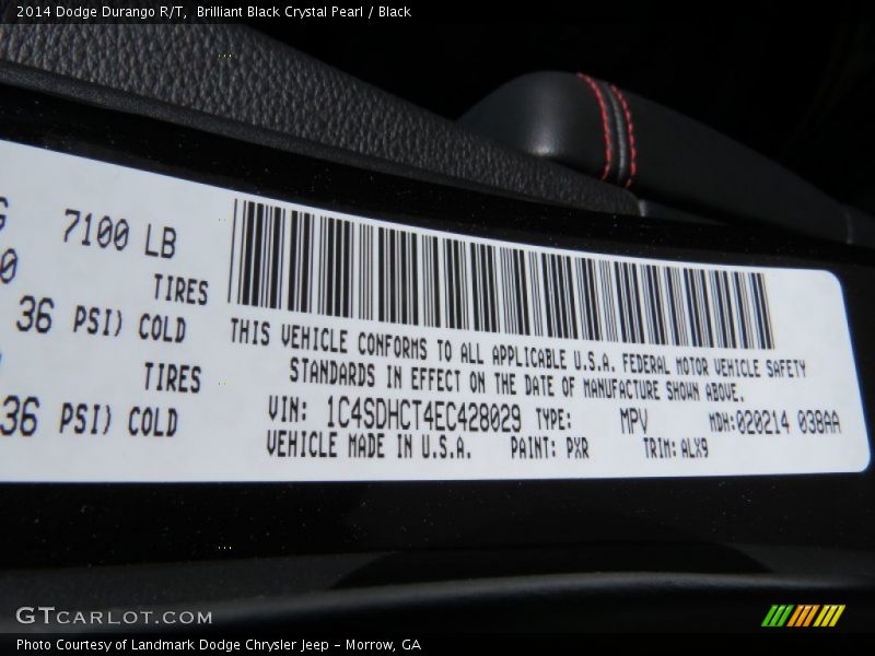 Brilliant Black Crystal Pearl / Black 2014 Dodge Durango R/T