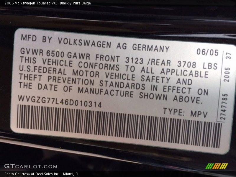 Black / Pure Beige 2006 Volkswagen Touareg V6
