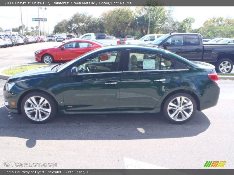 Rainforest Green Metallic / Cocoa/Light Neutral 2014 Chevrolet Cruze LTZ