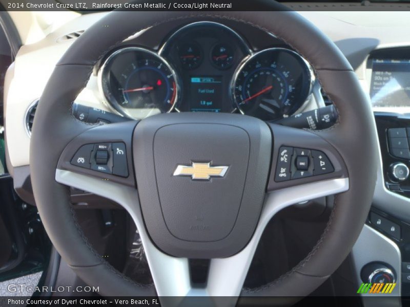 Rainforest Green Metallic / Cocoa/Light Neutral 2014 Chevrolet Cruze LTZ