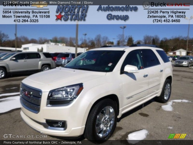 White Diamond Tricoat / Ebony 2014 GMC Acadia Denali AWD