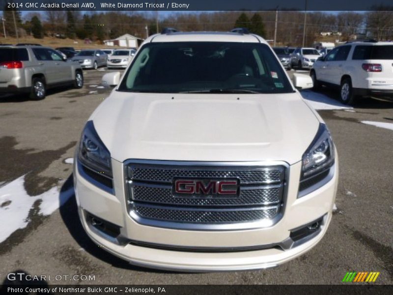 White Diamond Tricoat / Ebony 2014 GMC Acadia Denali AWD